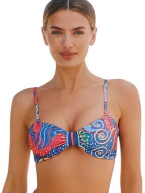 Farm Rio x Anthropologie Bikini Top, Convertible Strapless, Bandeau, Size L